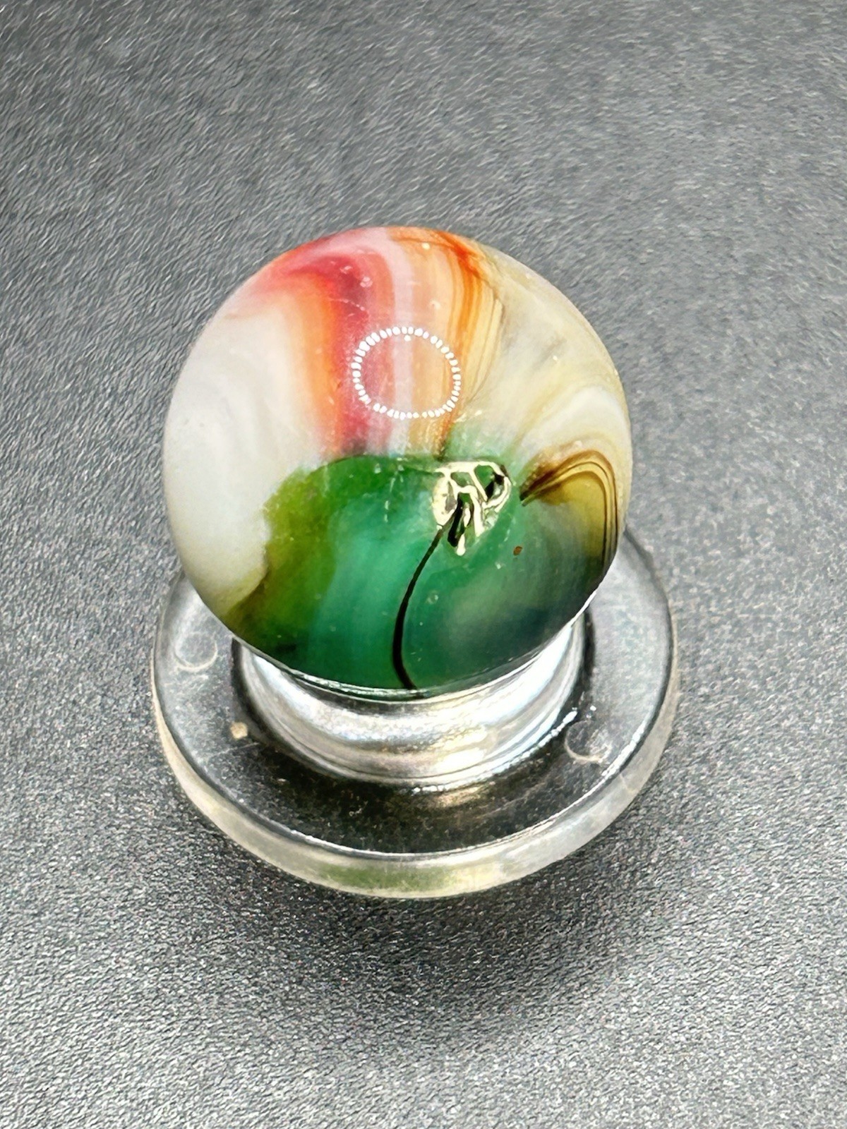 Vintage Vitro Agate Blended Trilite Helmet Marble w/ Oxblood 0.629”