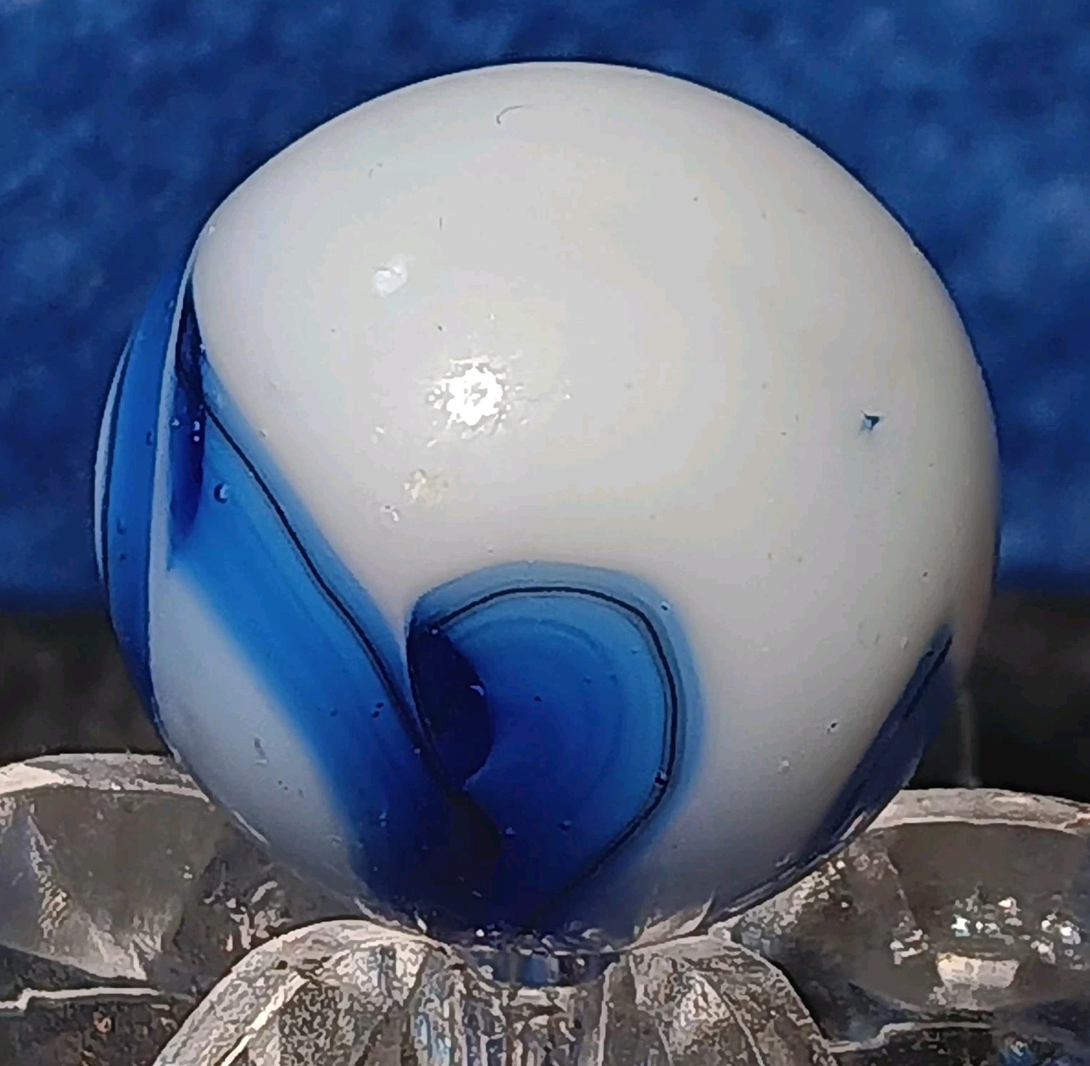 Vintage Alley Agate Swirl Marble. .58″ Mint Condition. Unique Example. W Ox Hair