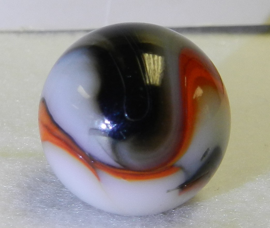 #20326m Huge .84 or 27/32 Vintage Peltier Glass NLR Rebel Shooter Marble *Mint*