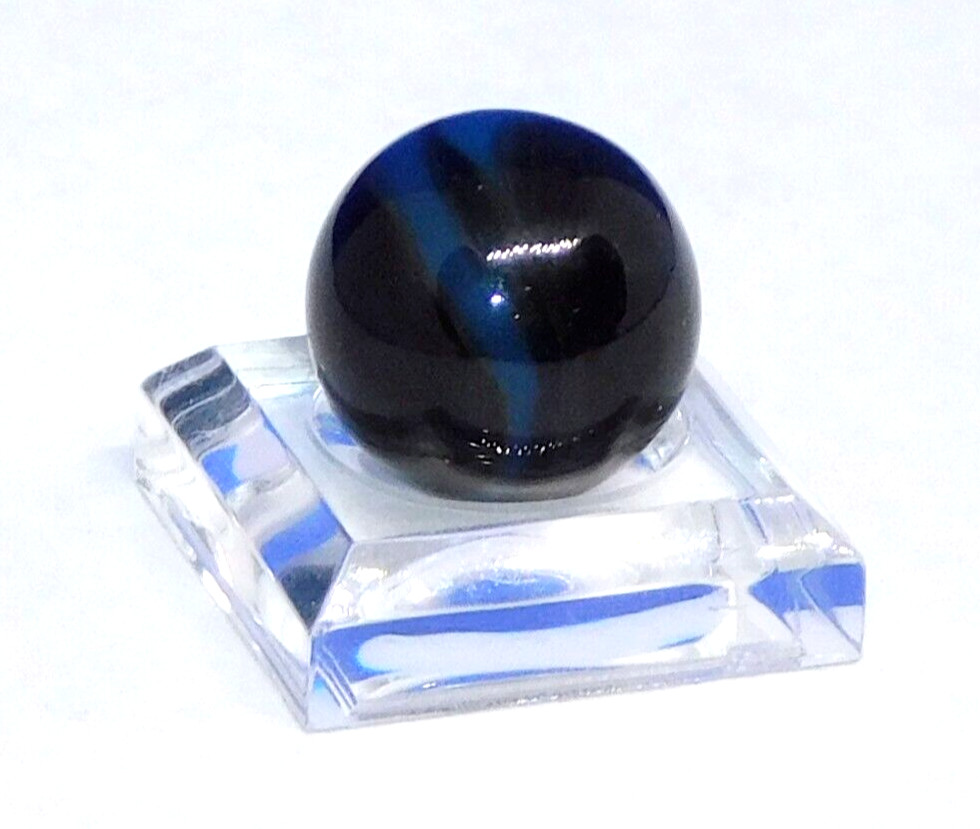 Vintage Marble Black Blue ‘9’ Opaque Swirl Christensen? Pontil NM+ 0.60″ #0-105