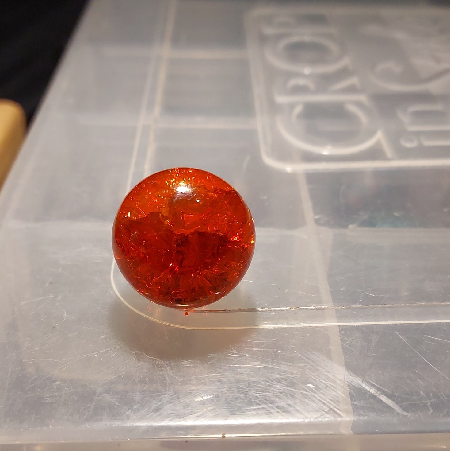 Red/Orange Translucent Glass Toy Marble – Transparent, Single, Ages 17+