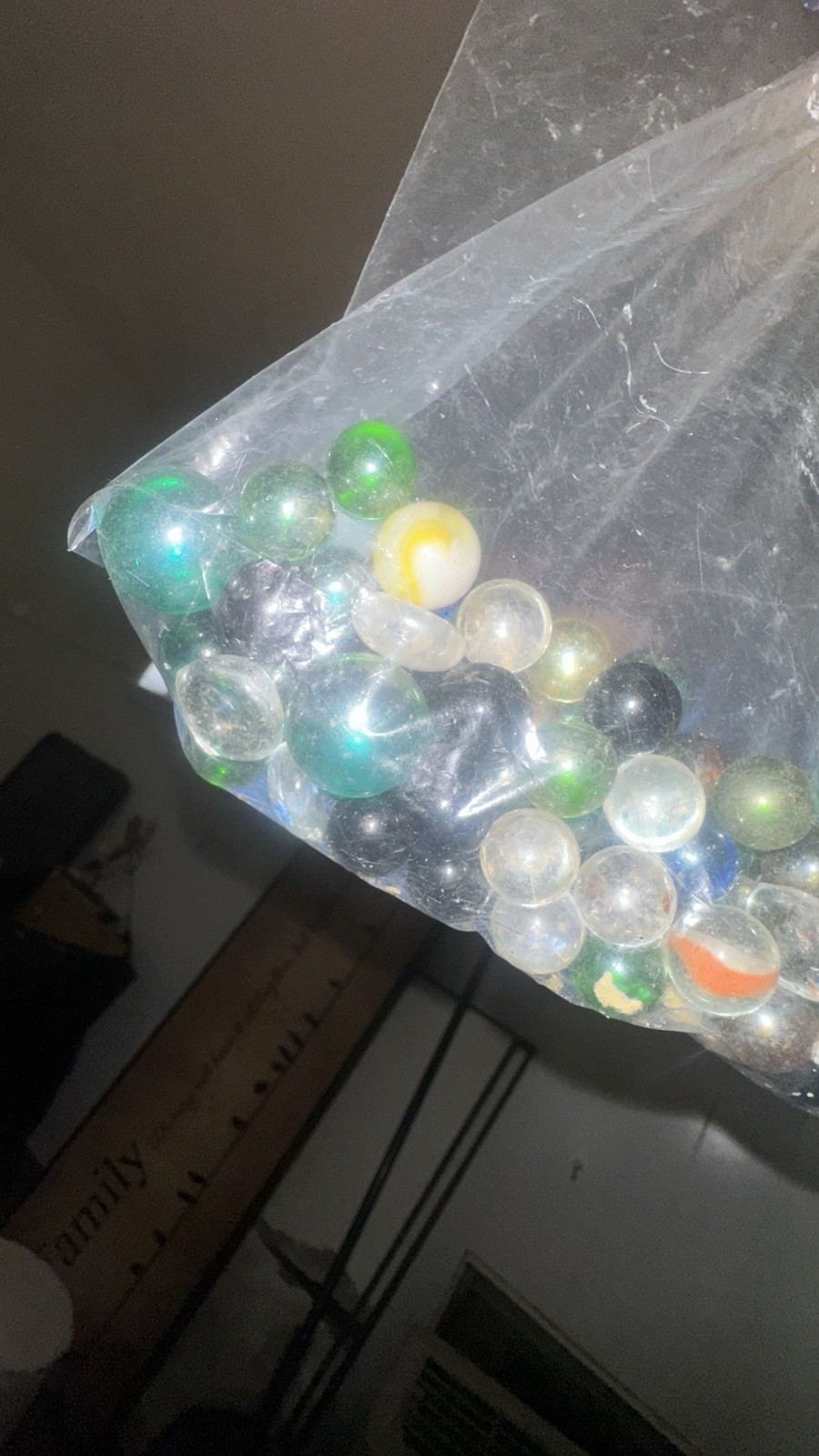 Mixed Lot Assorted Color Glass Toy Marbles, Machine Made, Plastic Bag