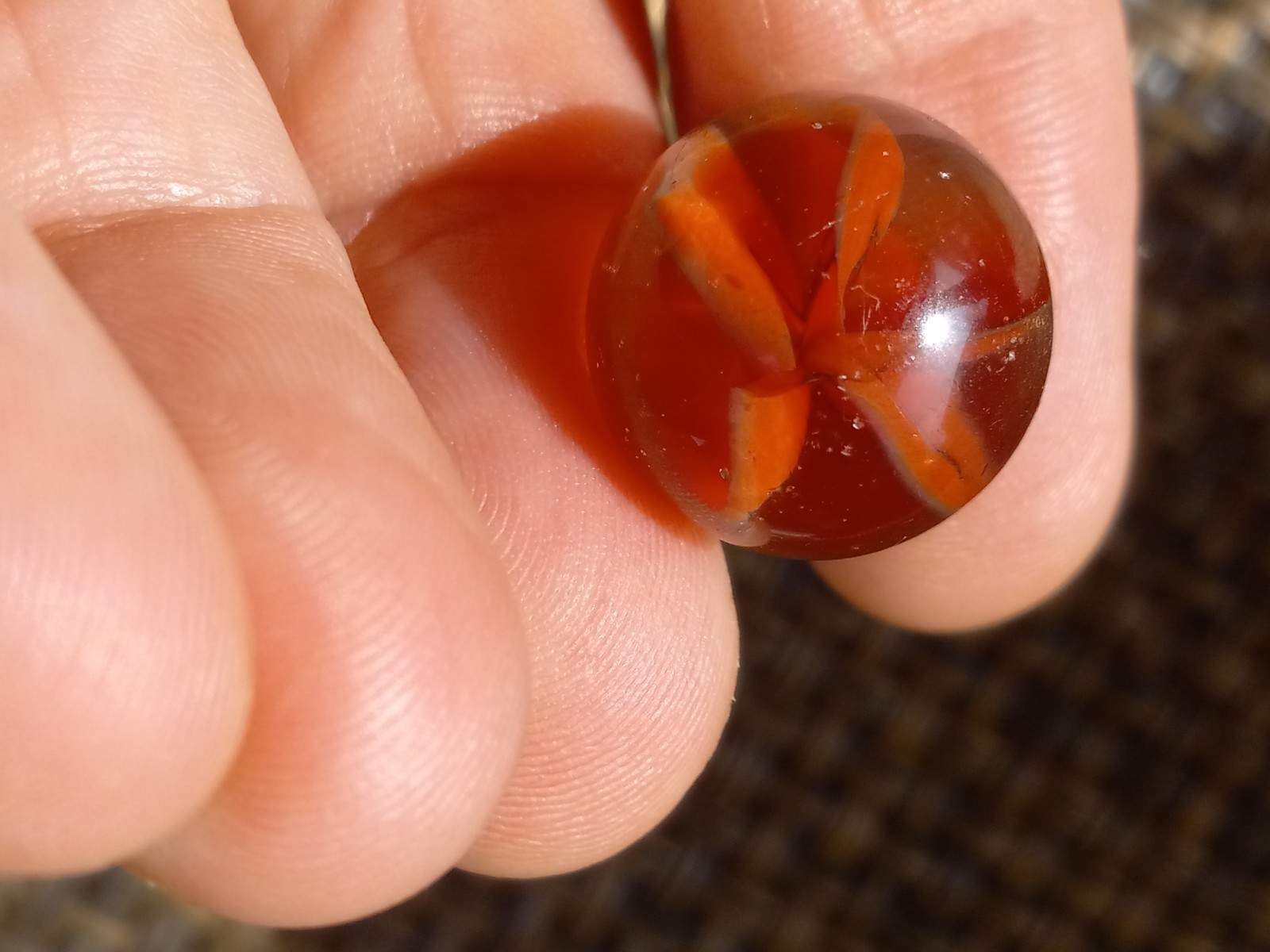 Vitro Dark Red Six Vein Cross Through Marble