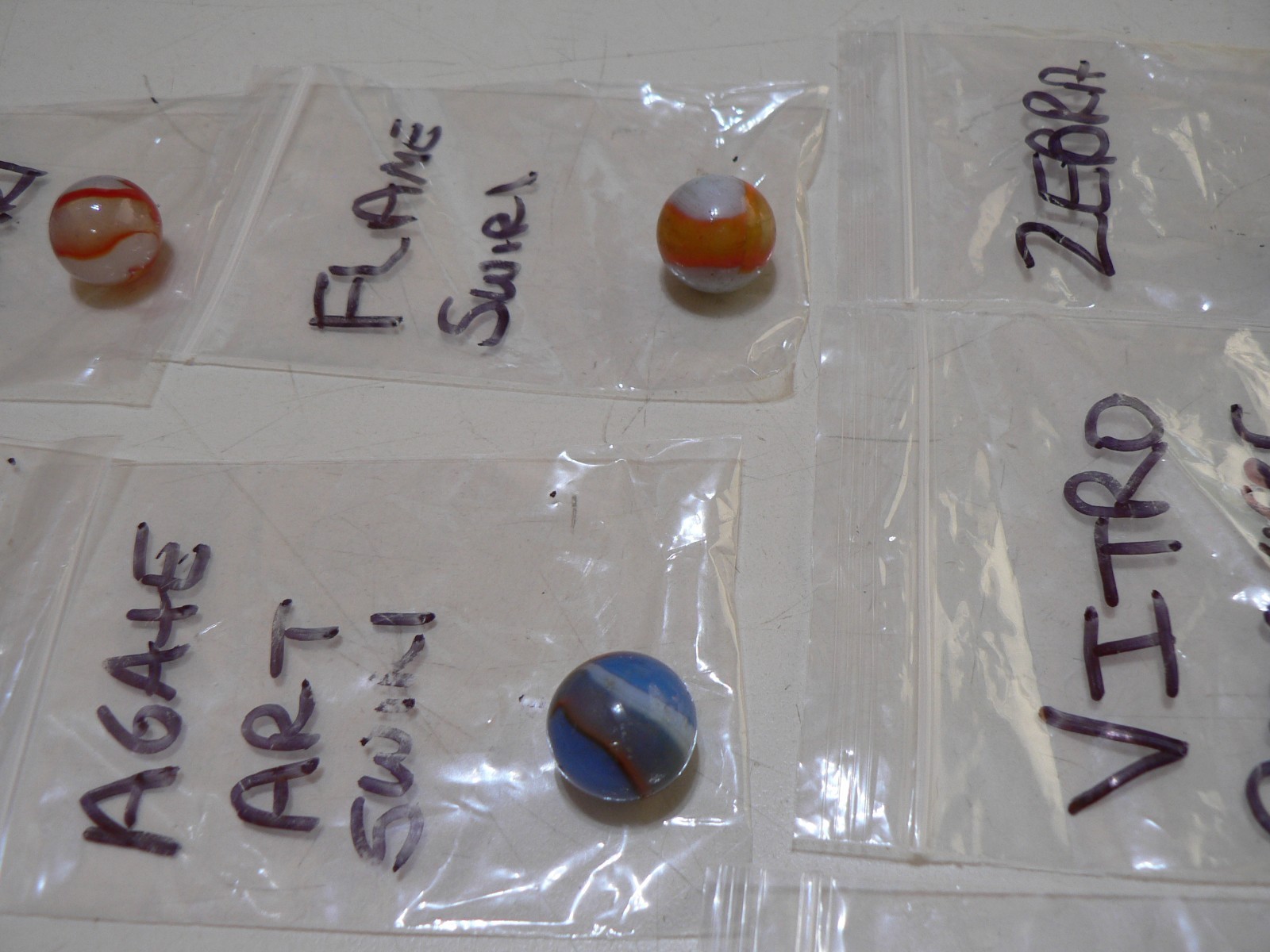 Vintage Akro Agate, Swirl, Peltier, Ball Button, Vitro Congurer Zebra Marbles