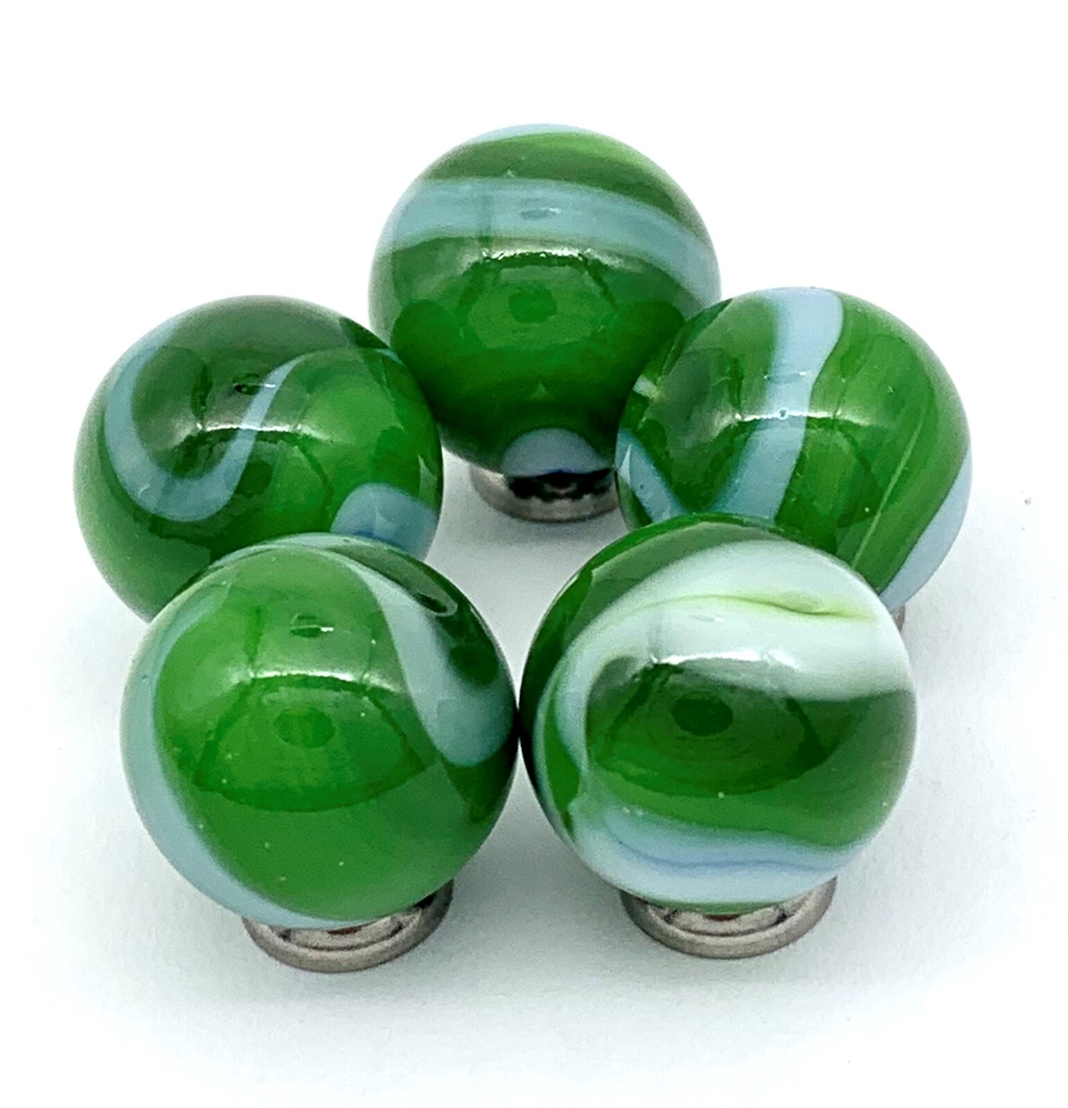 Pk 5 Green Python 16mm 5/8″ Glass Mega Marbles Players (resembles Fungus) Vacor