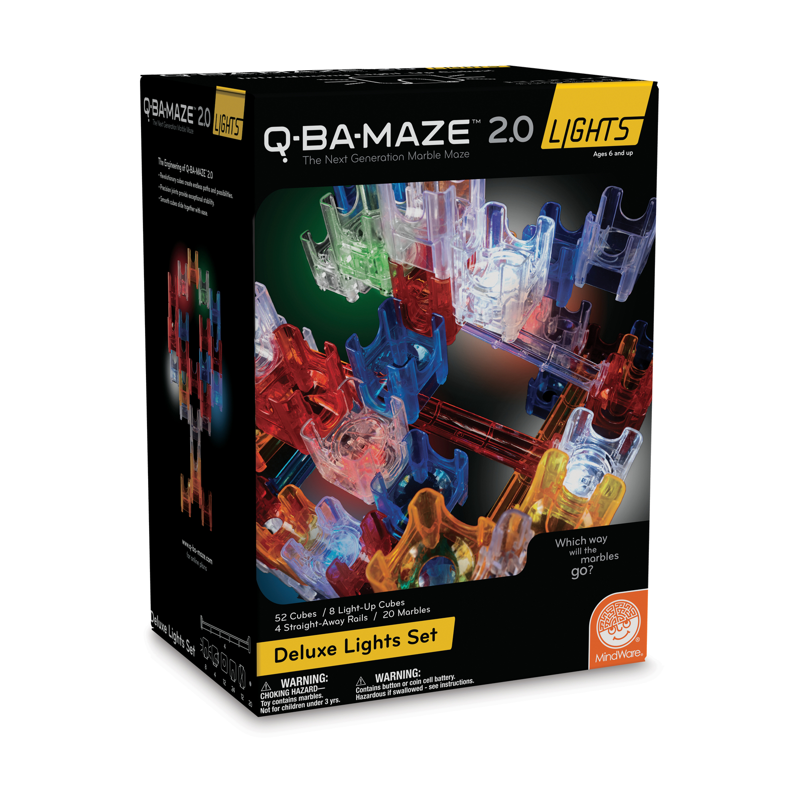 New – MindWare Q-BA-MAZE 2.0 Deluxe Lights Set – Ages 6+ | 1+ players
