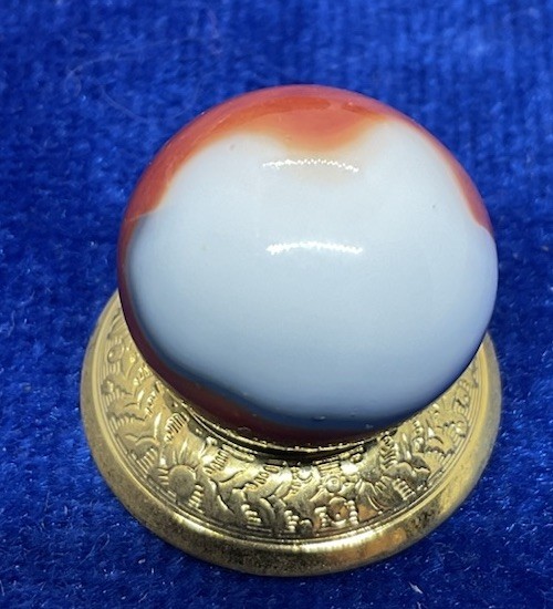 A Vintage Marble King Blended Three Color Marble. Measures .62” Mint Condition.