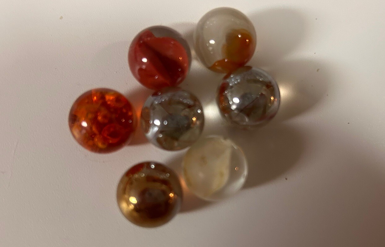 29 Vintage 16mm Multi Vein Orange Cat’s Eye Marbles – 16mm / Lot of 29