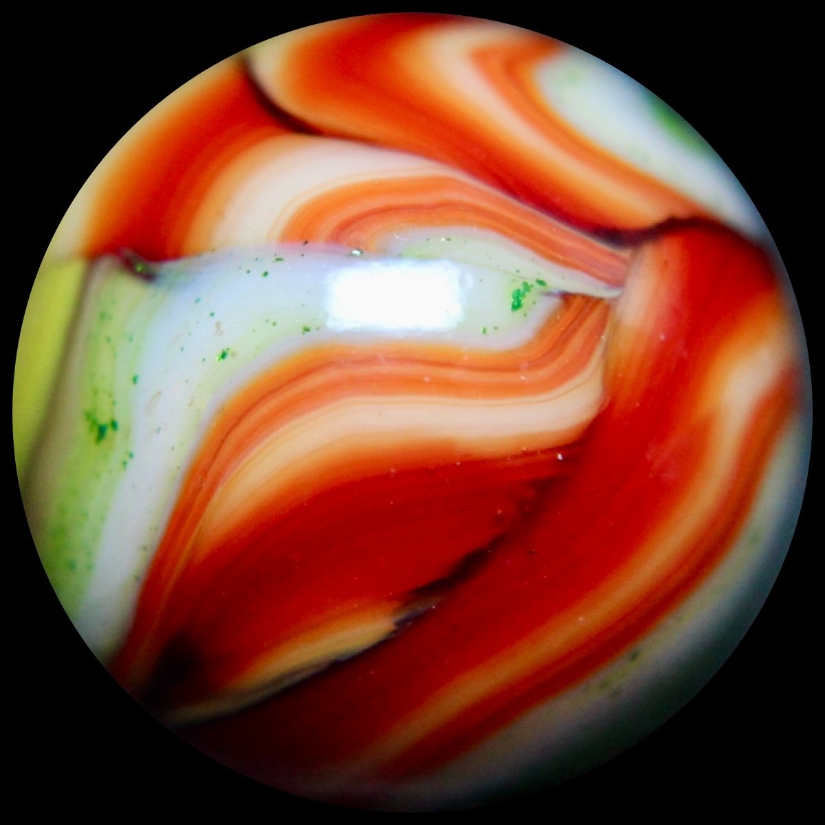JABO Indian Summer Marble: BIG Ruby Red Oxblood w/Aventurine 0.788″