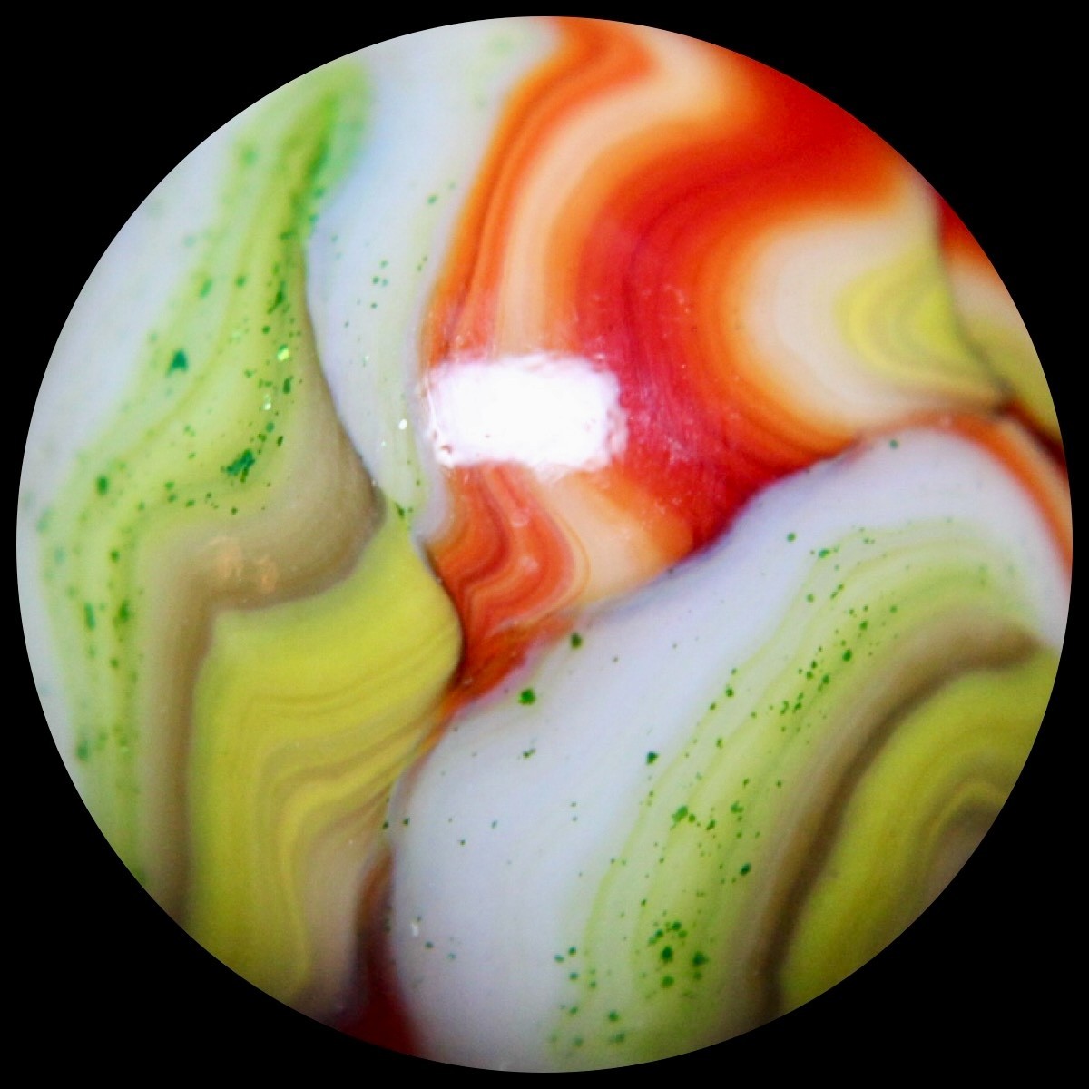 JABO Indian Summer Marble: BIG Ruby Red Oxblood w/Aventurine 0.788″
