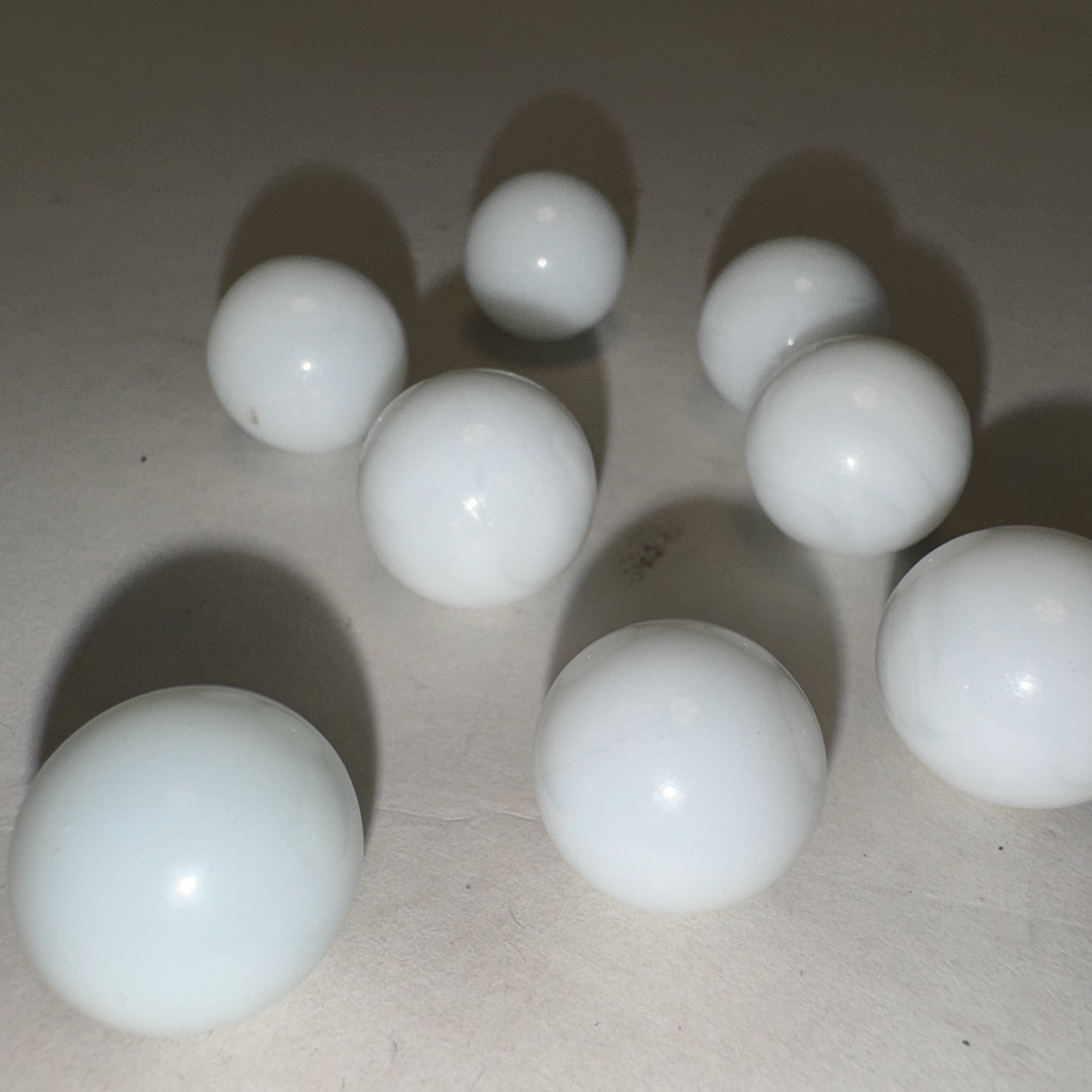 Lot Of 8 Vintage Pure White Marbles 1/2 in