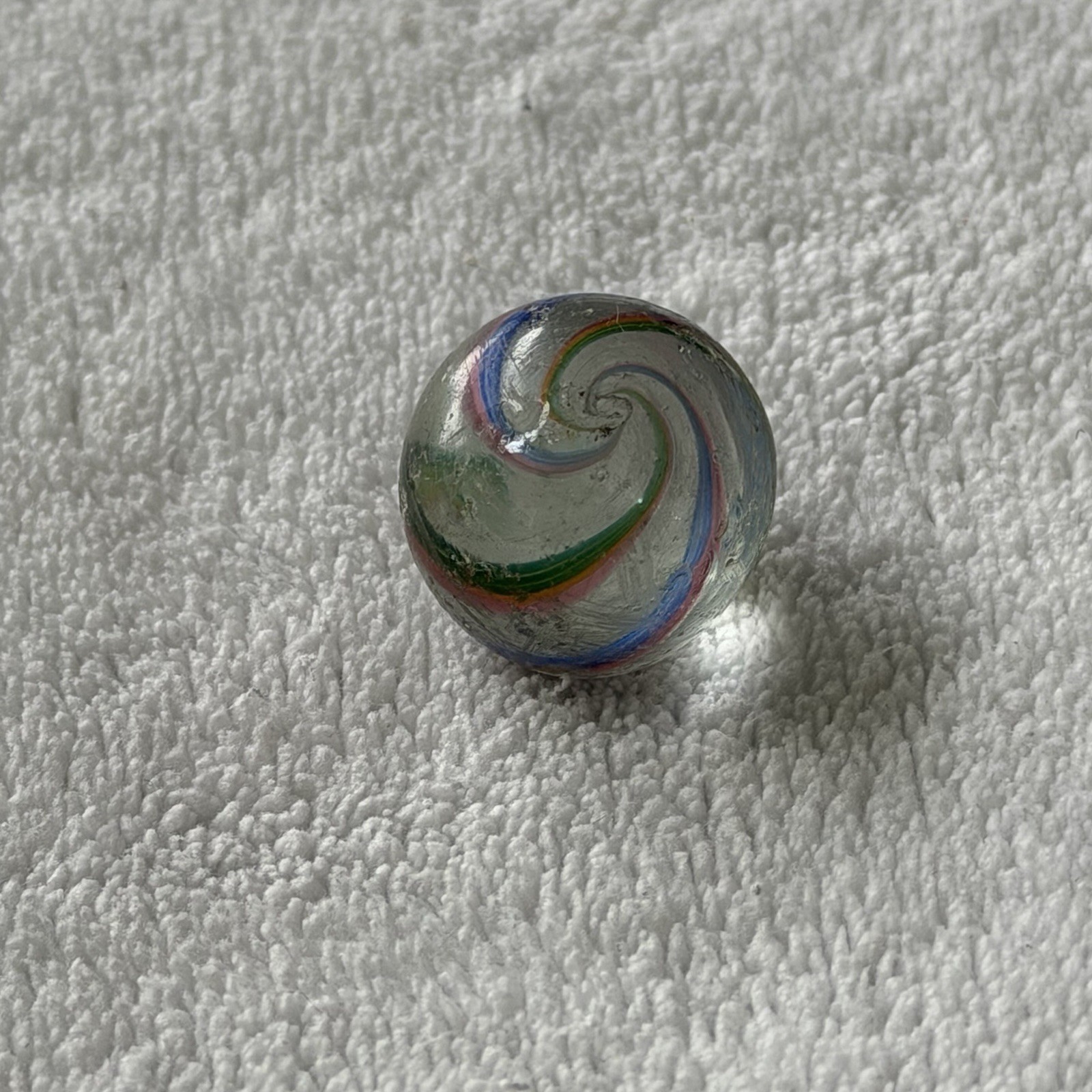 Antique German Handmade Swirl Marble 4-Color Divided Core Shooter .9″ 23mm