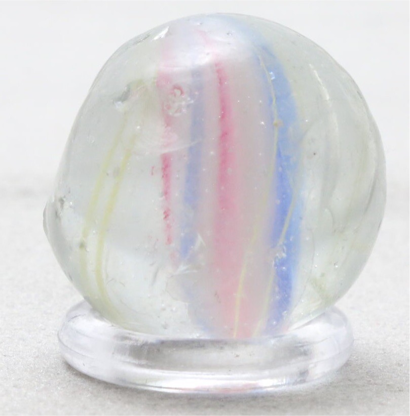 Vintage German Swirl Latticinio Pink White & Blue 3/4″ Glass Marble