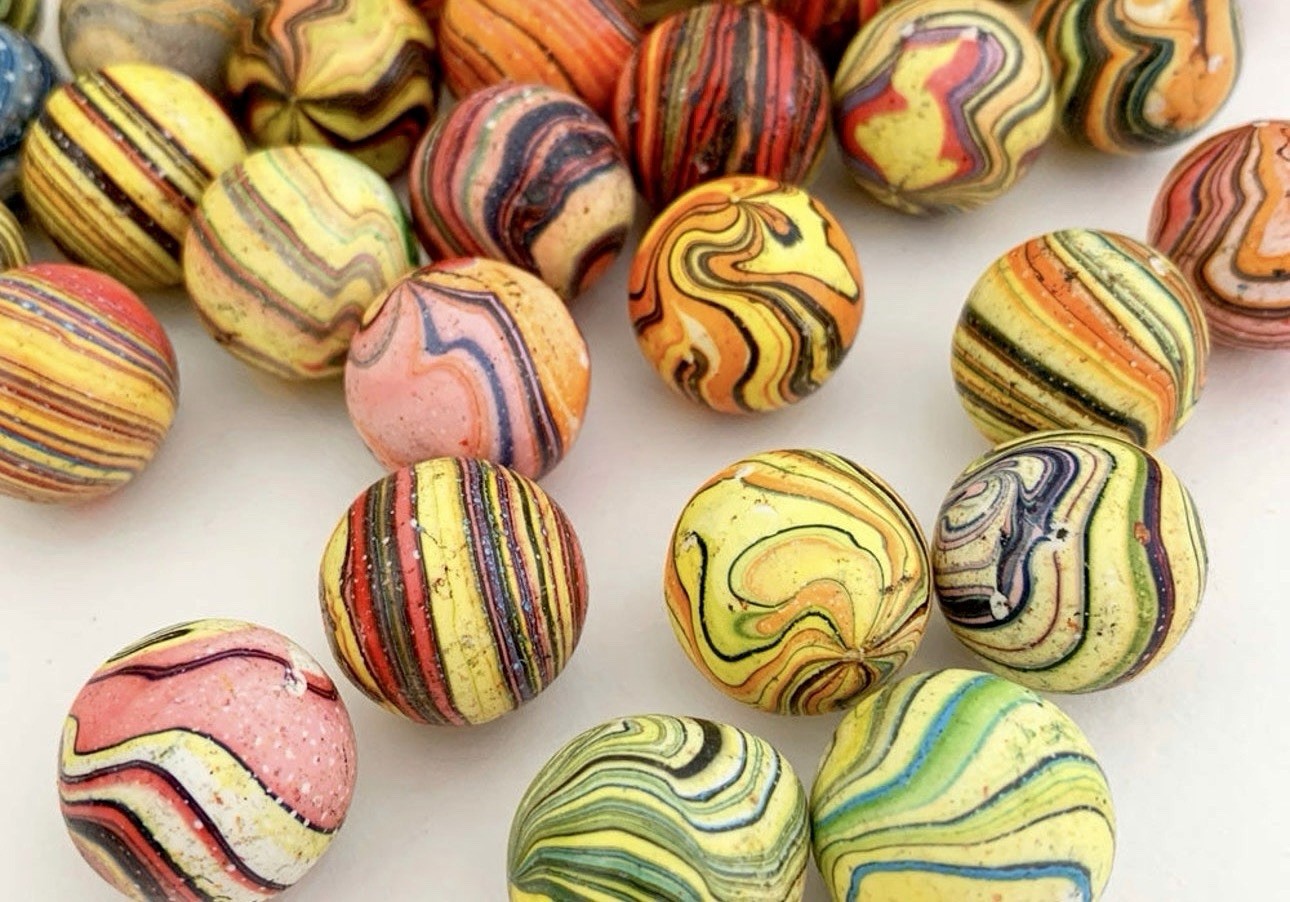 Hand made In Italy, 8 Random Clay Marbles Created by Artist Laura Berretti.