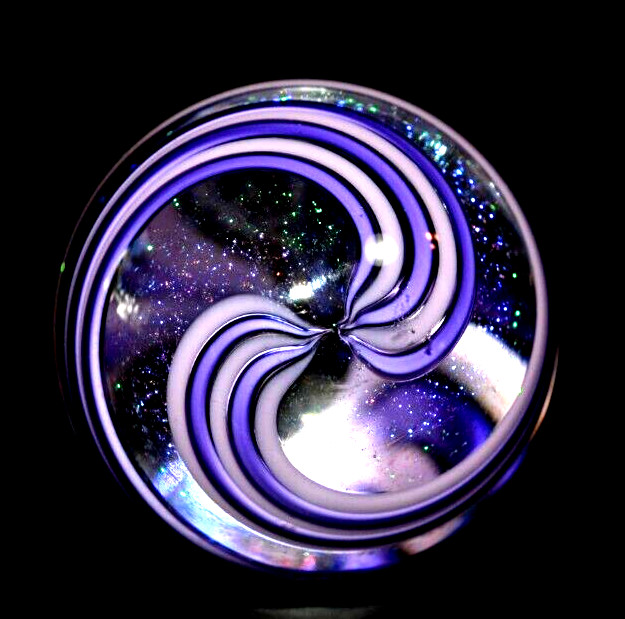 JAMES ALLOWAY GLASS MARBLE/1.264″-DICHROIC PURPLE # 3209-LILAC,LAVENDER,VIOLET +
