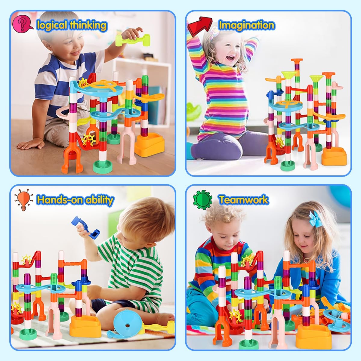 Marble Run for Kids,135 PCS Maze Track Set – Educational Building…