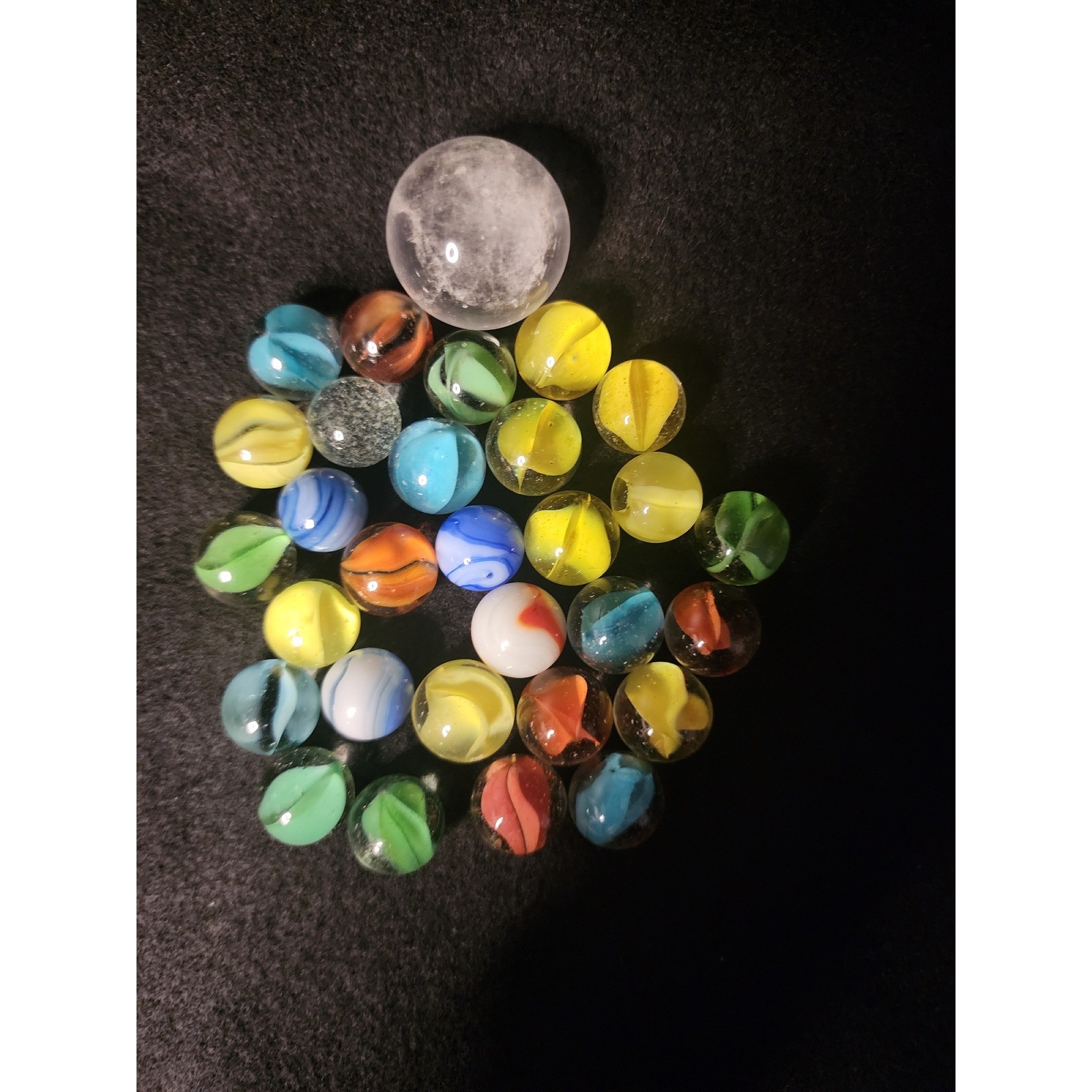 Vintage Glass Marbles Lot Mixed Cat Eye Swirl Shooters 25 Count 6oz Assorted