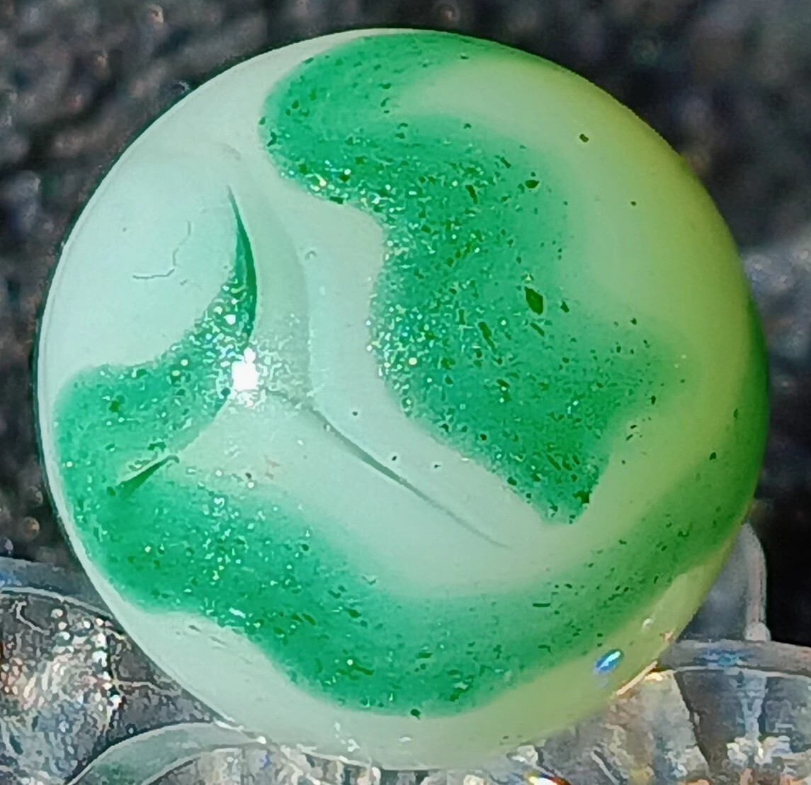 Vintage Alley Agate “Shimmering Spruce” Swirl Marble. 0.53″ Mint. HTF Loaded-AV