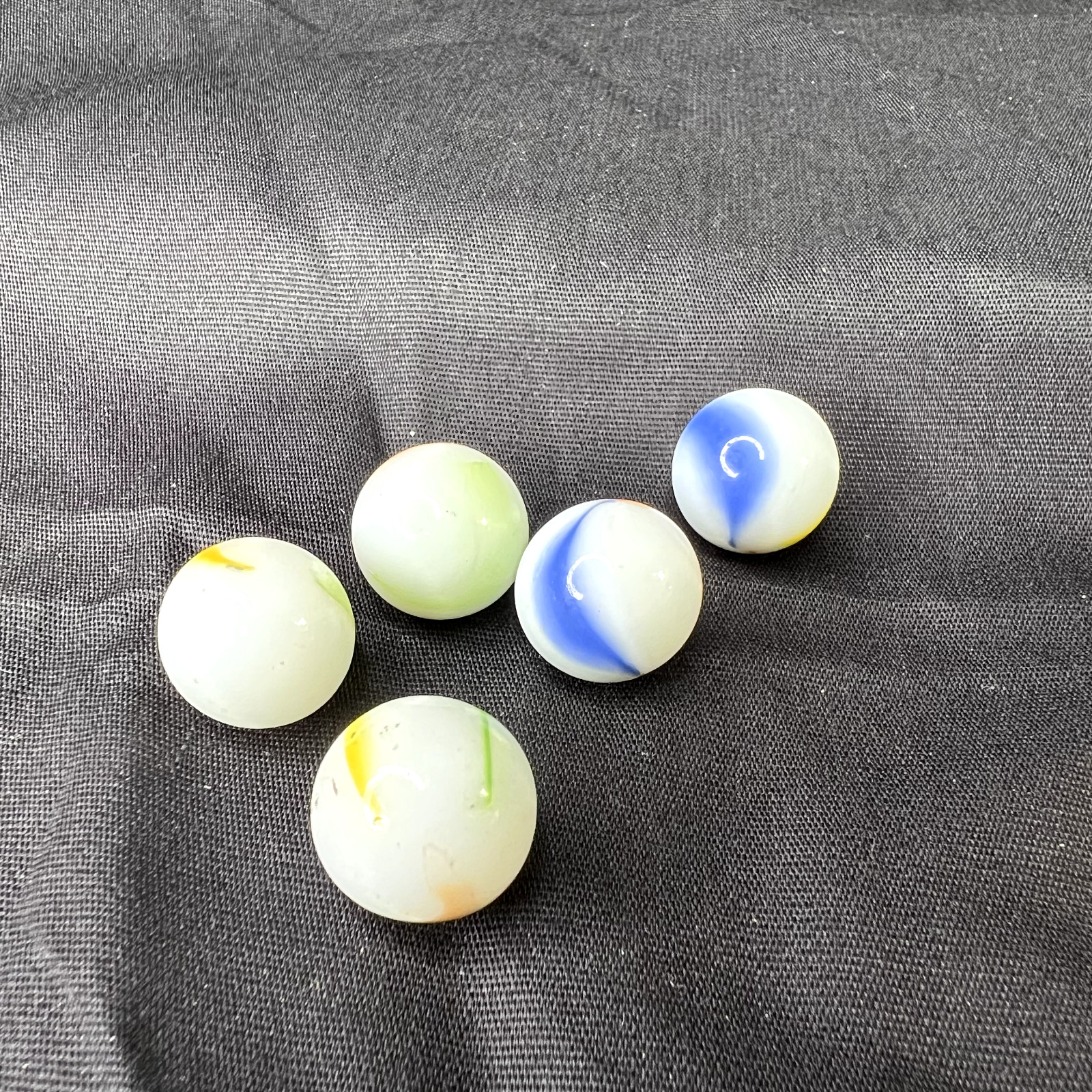 Vintage Glass Marbles Lot of 5 Multi-Colored Size approx. .58″