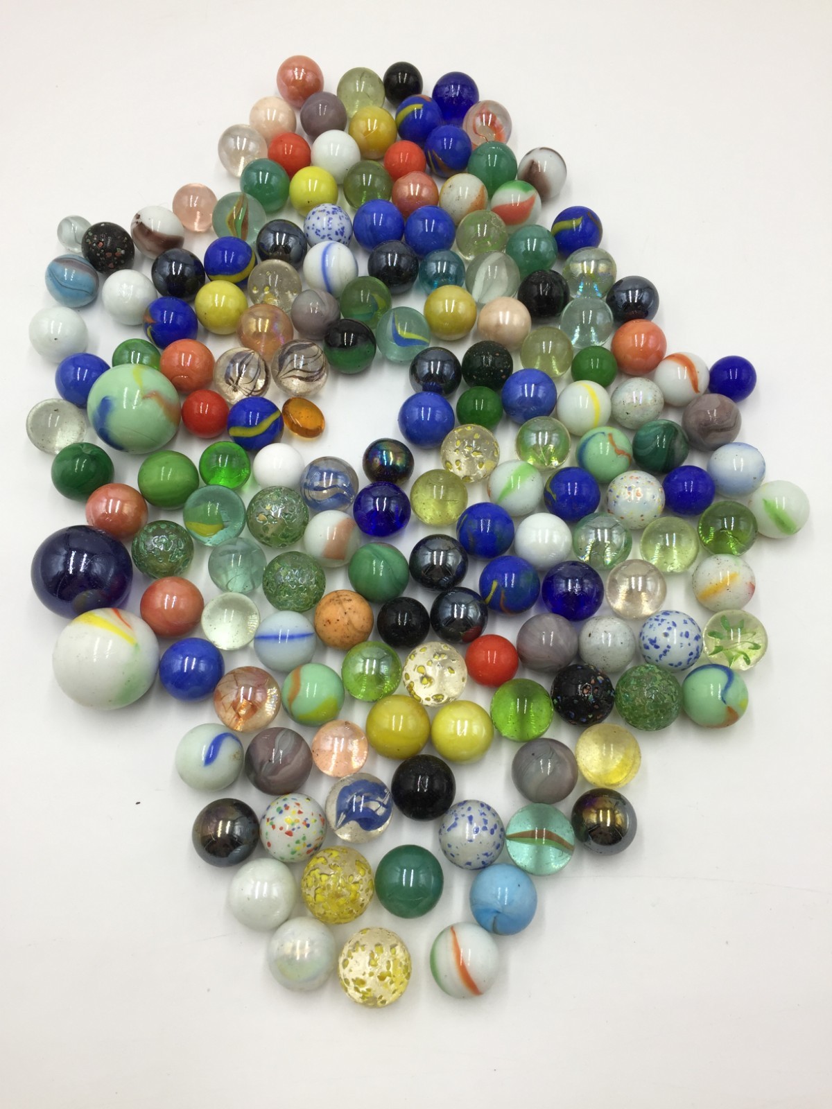 Lot of 150+ Vintage Marbles & 3 Shooters,Variety Of Colors,Speckled,Swirl,L