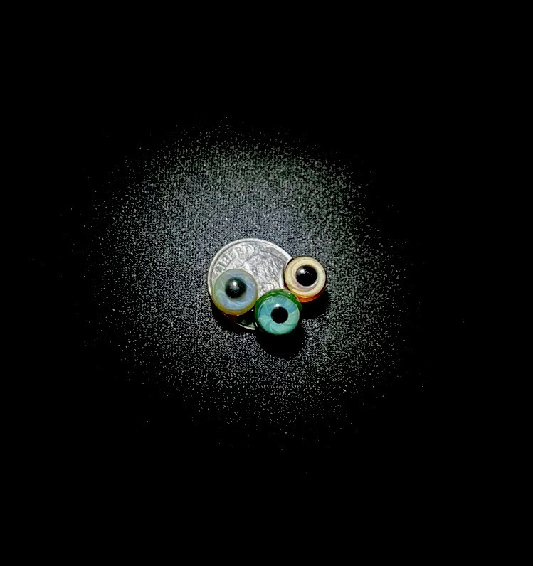 .31” “The Jar” Eye Set 6 Matching Eyeball Pee Wee Glass Art Marble Hand Made Lot
