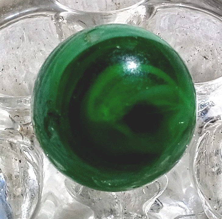 23/32″ MF Christensen Hand Gathered Green Slag In NM Condition.