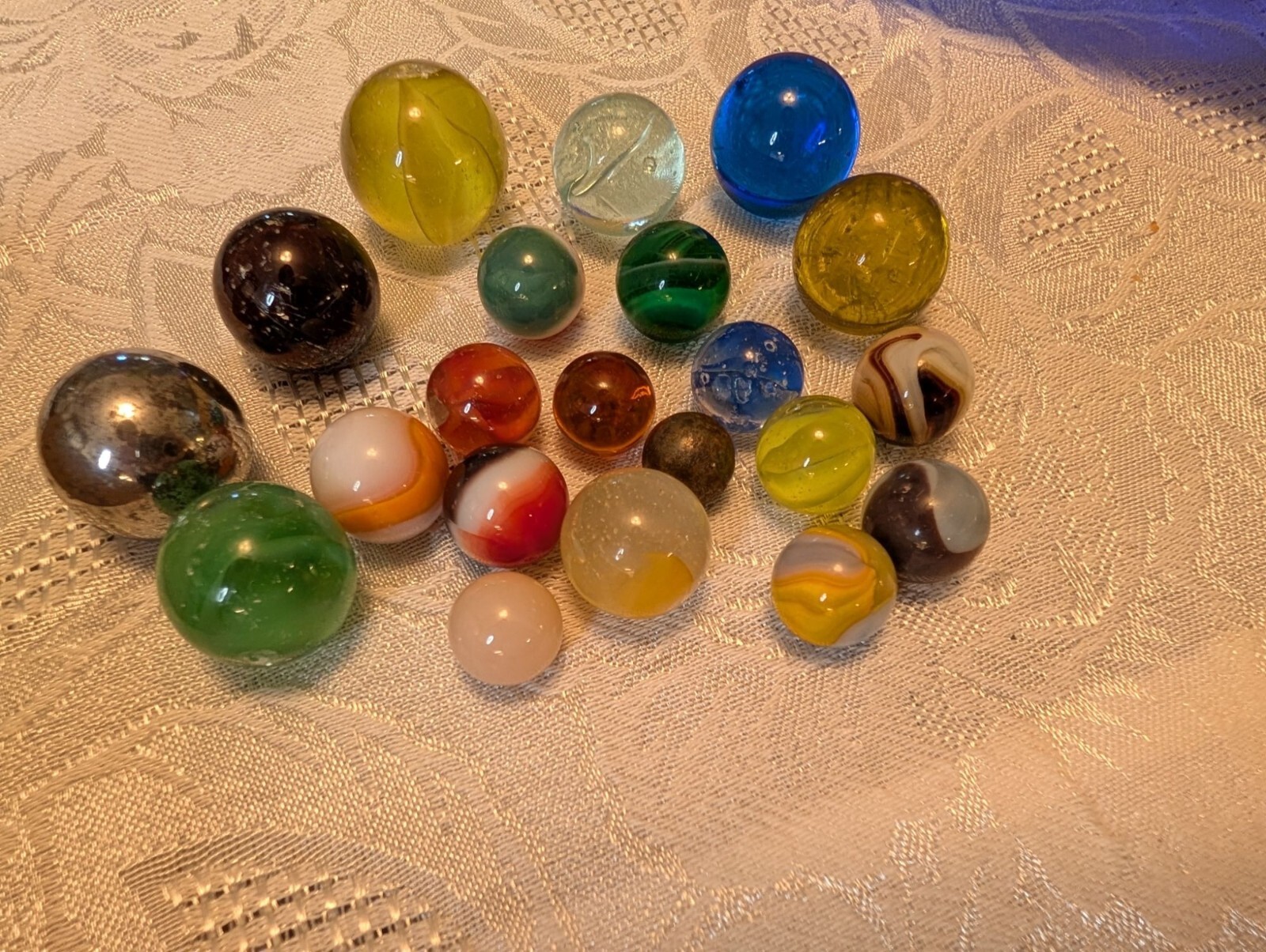 Vintage Glass Marbles Collection 150+ Assorted Colors & Styles One UV Reactive