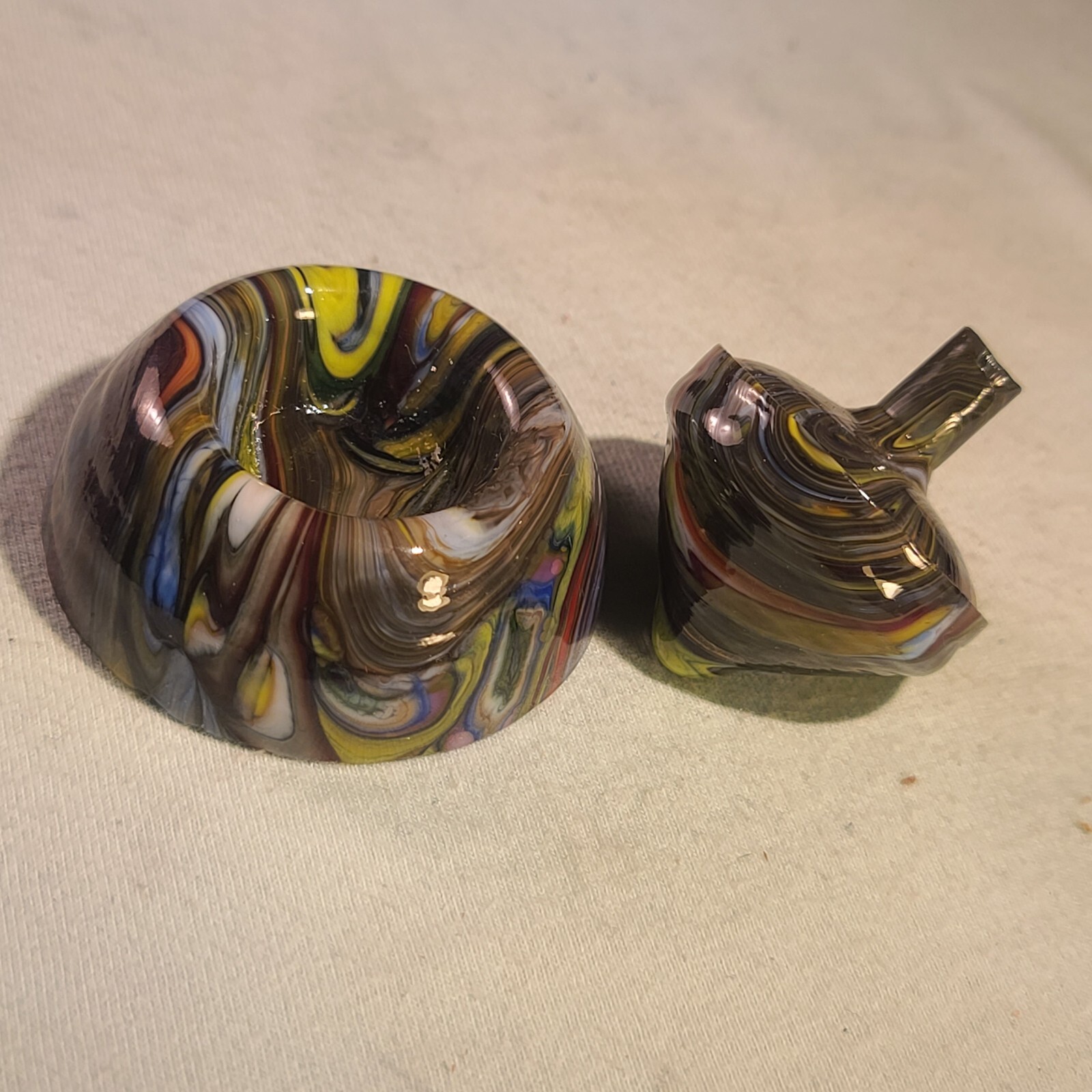 ANDY DAVIS, Glass Art Spinning Top & Base, Megans Run (?), #255E