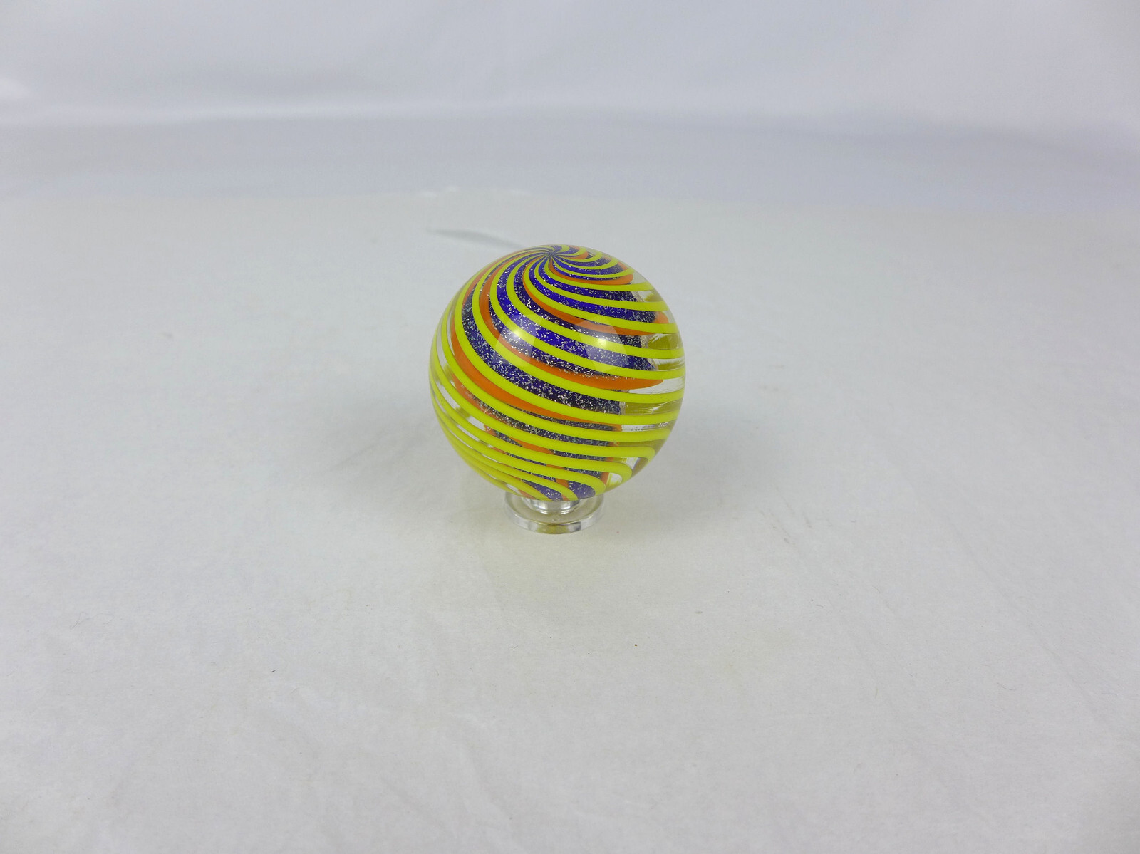 Vintage Eddie Seese Ribbon swirl Art Glass Marble 2004 1.75″