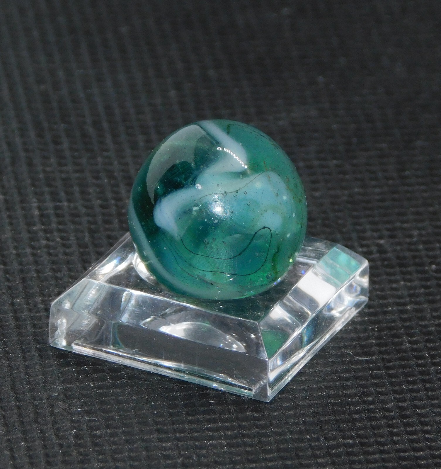 Vintage Marble Transparent Aqua Blue Grey White Slag Ground Pontil 0.62″ #0-75