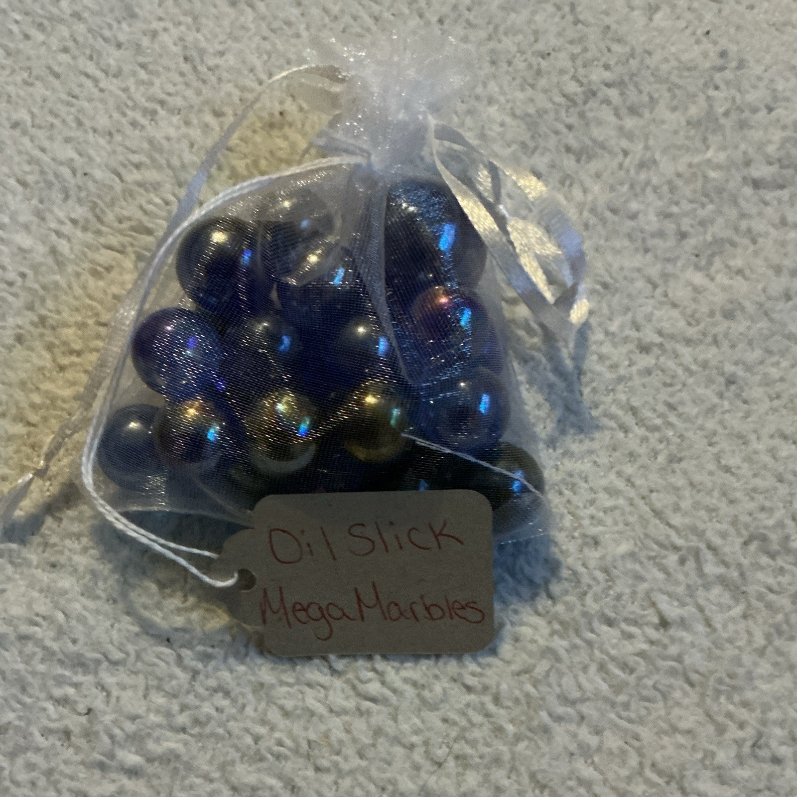 Mega Marbles Oil Slick Glass Toy Marbles Bag Machine Made Ages 8-11 12-16 17+