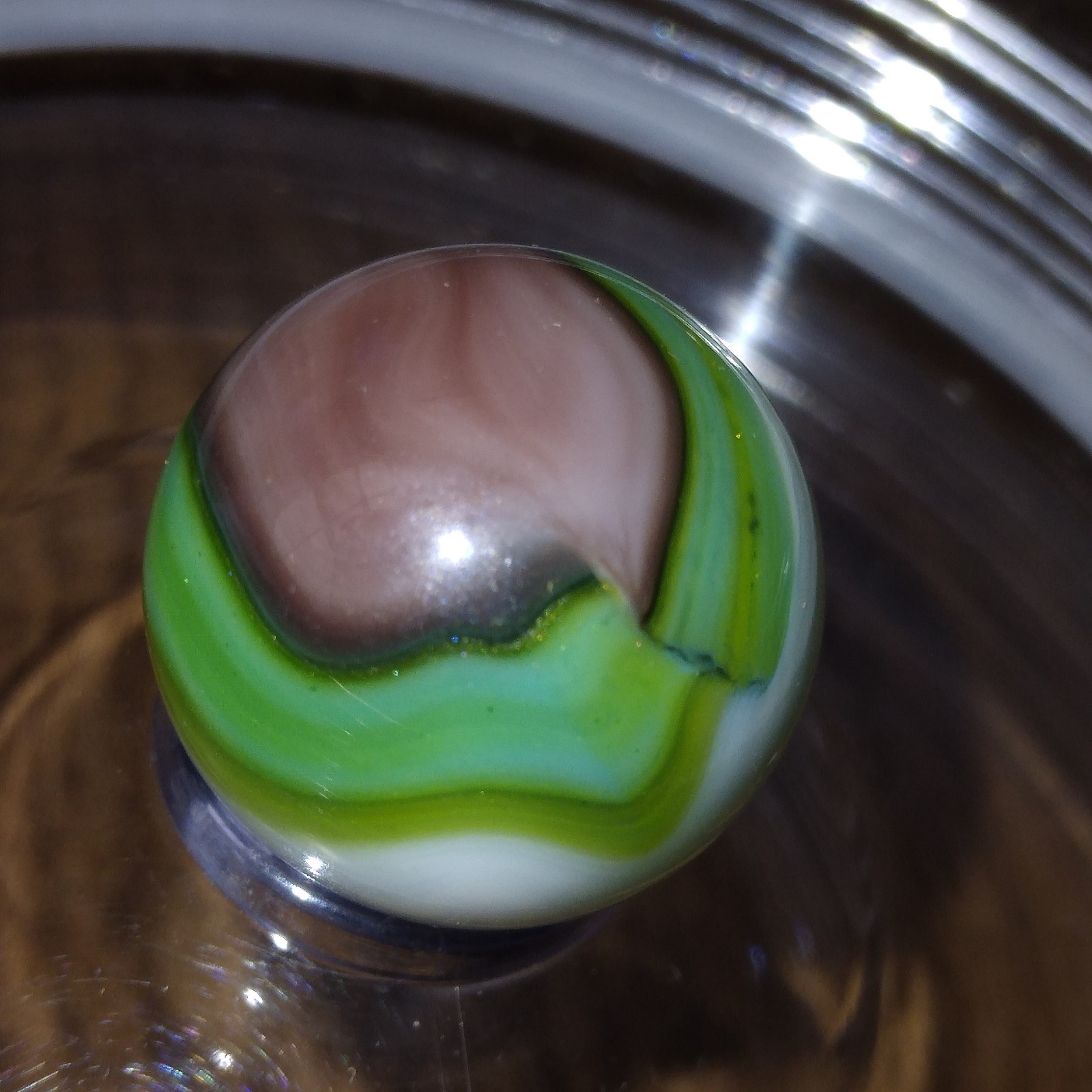 .61 Vitro Agate Tiger Eye Conqueror Wedding Cake White, Green Aventurine Marble