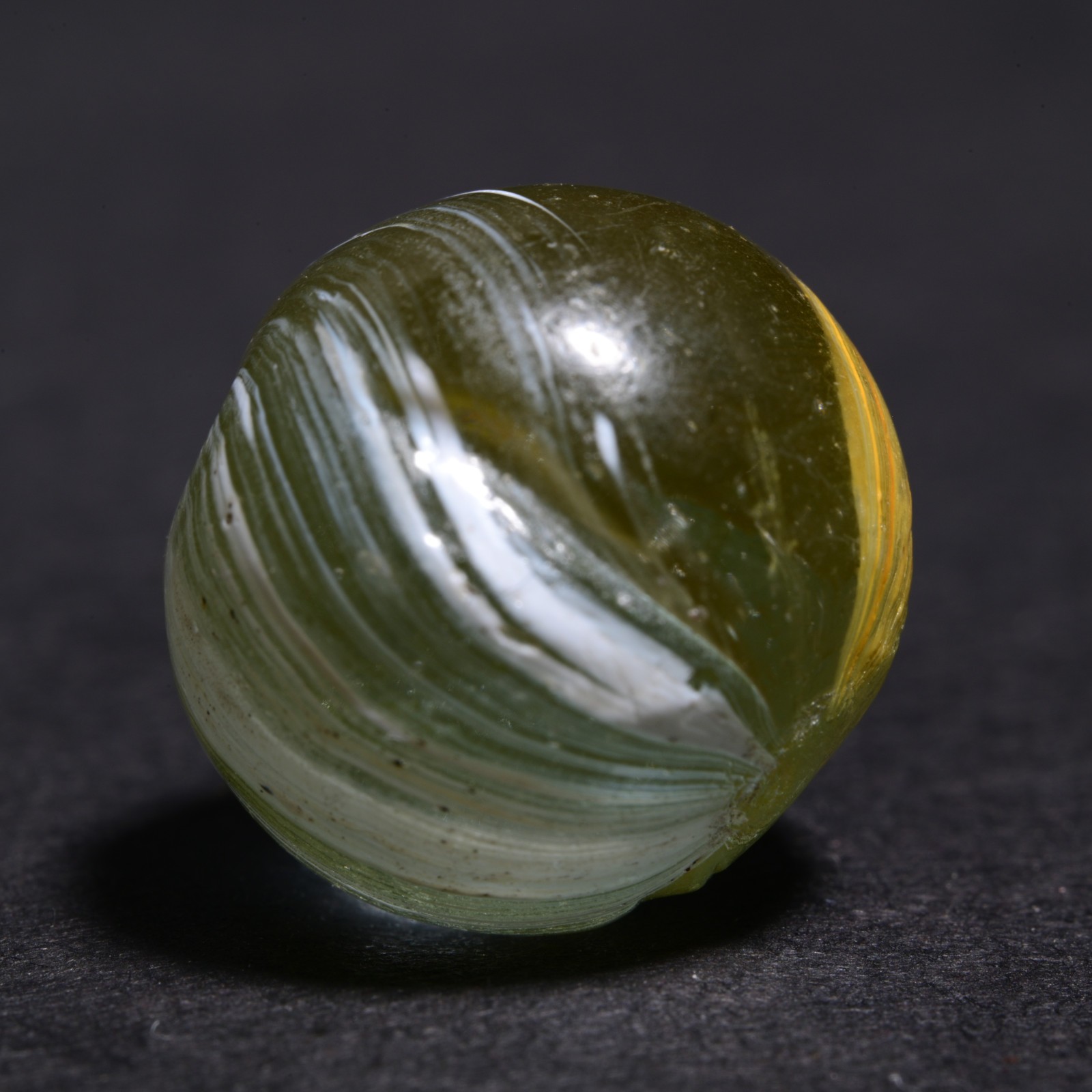 Indian Marble German Handmade Antique 2-Panel Ice & Egg Yolk 15.1mm 19/32”