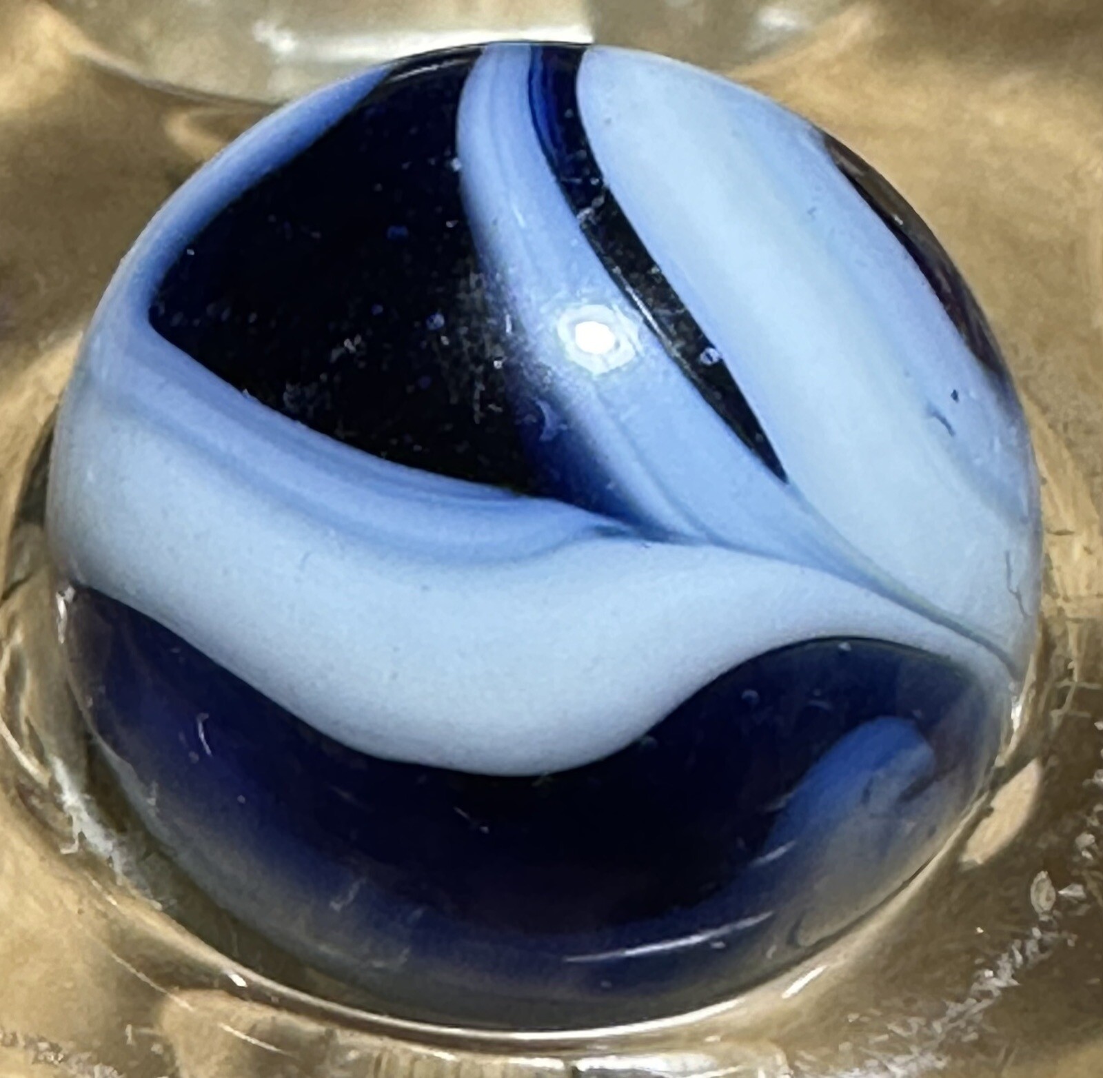 VINTAGE PELTIER BLUE ZEBRA MARBLE (0.56”)