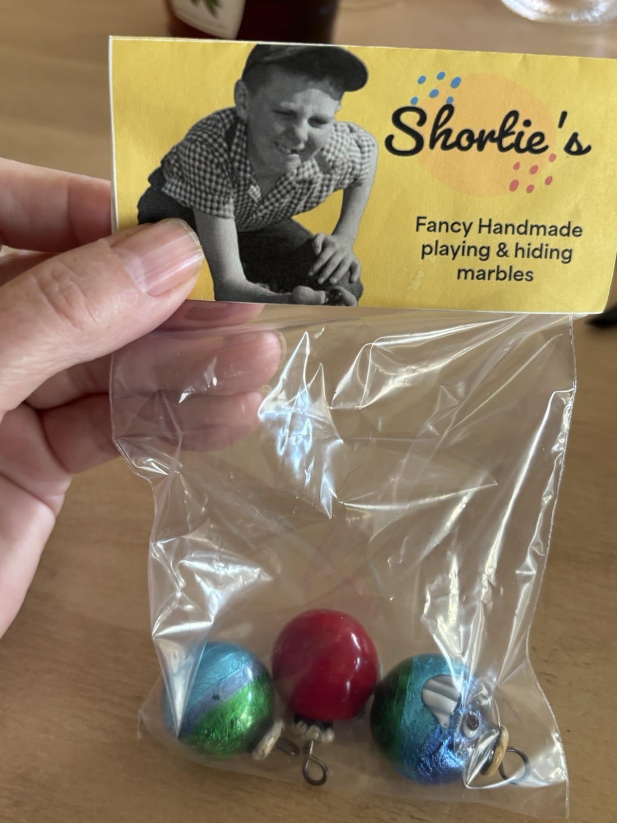 Shortie’s Fancy Handmade Playing&Hiding Marbles Lot Of 3 Snarky Holiday Ornament