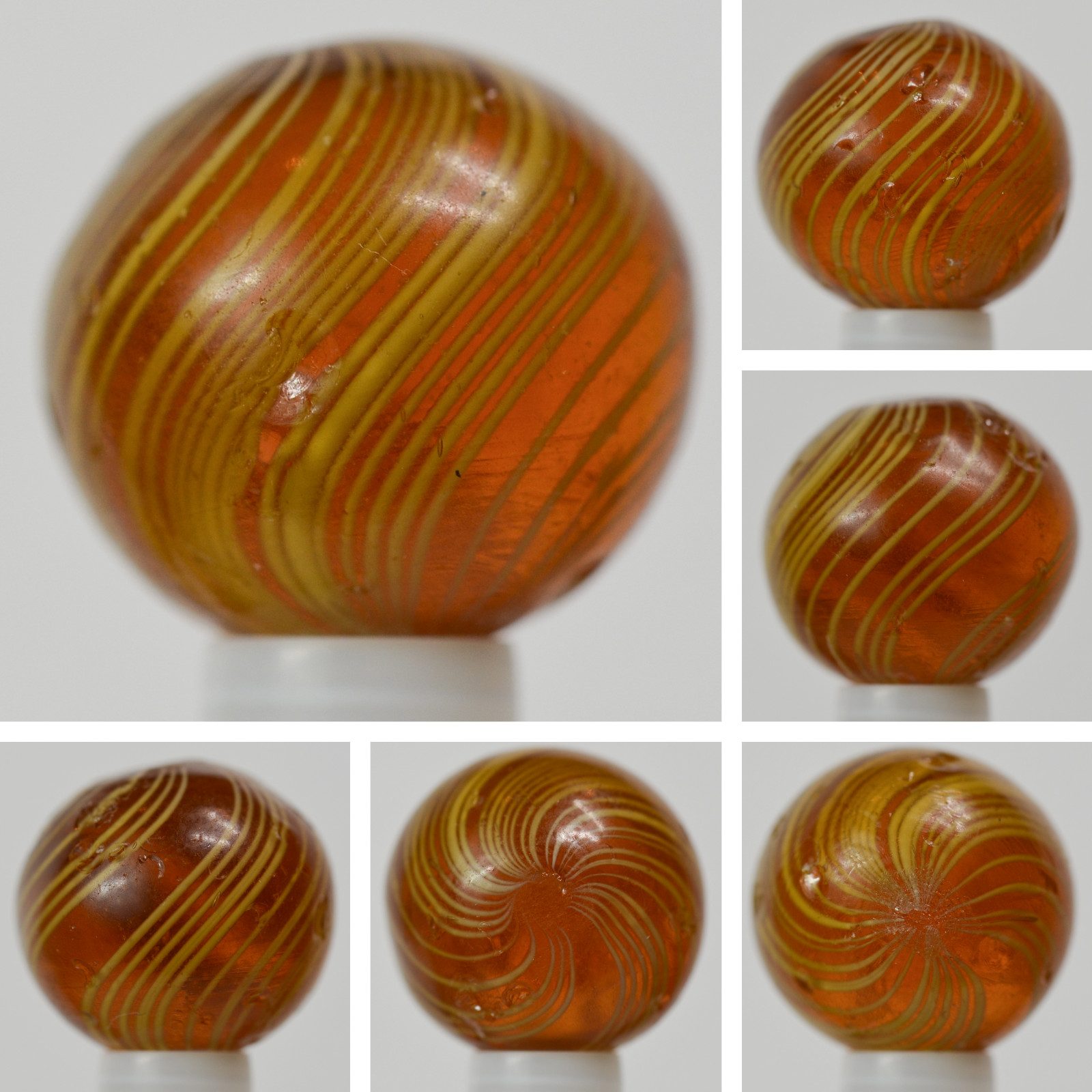 Handmade Gooseberry Marble, Amber Glass, 11/16 in, Good+ to NM-, Germany, S1421