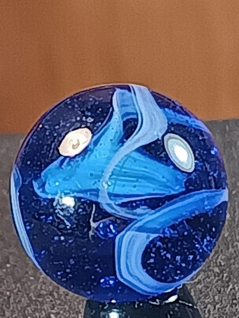 5/8″ Vacor Transparent Cobalt Sapphire Blue Jay Pearl White Serious Marble B184