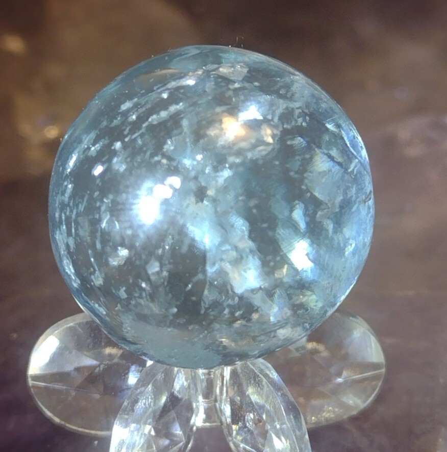 .84″ TWISTED SILVER MICA – RARE VHTF ANTIQUE GERMAN MARBLES-NM