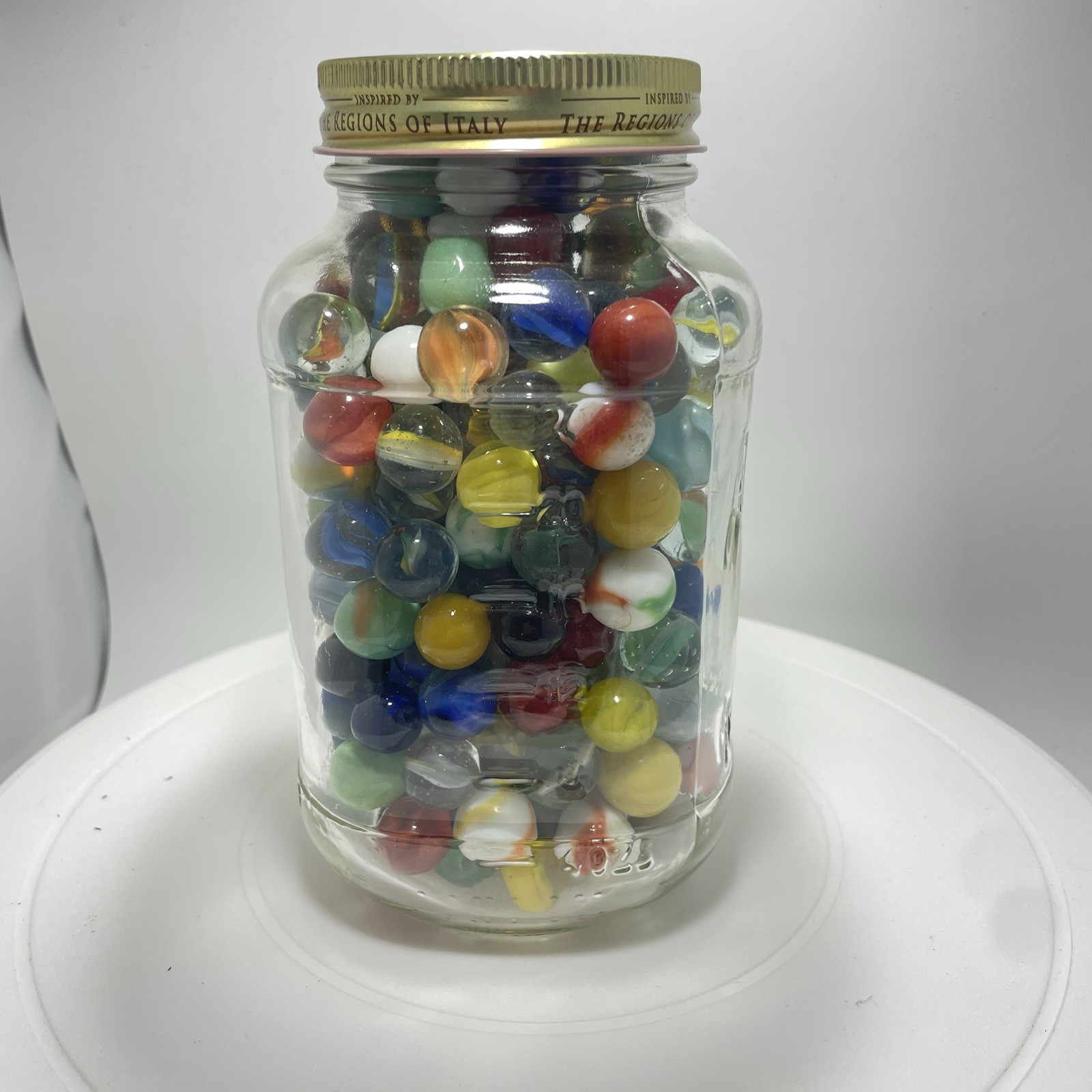 Vtg Glass Marbles Lot in Atlas Mason Jar Mixed Colors Swirls Bulk Common #04