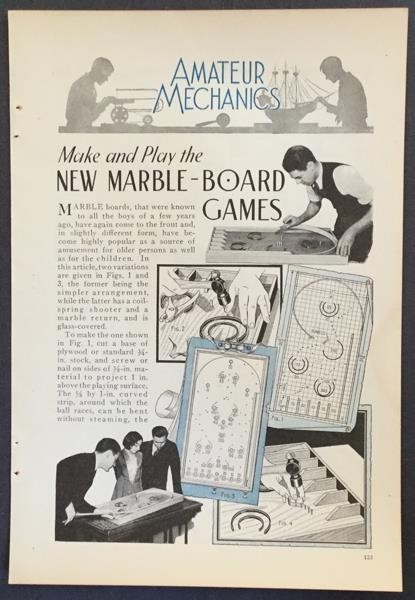 1932 Pachinko style Marble Board Games How-To Build PLANS 2 designs