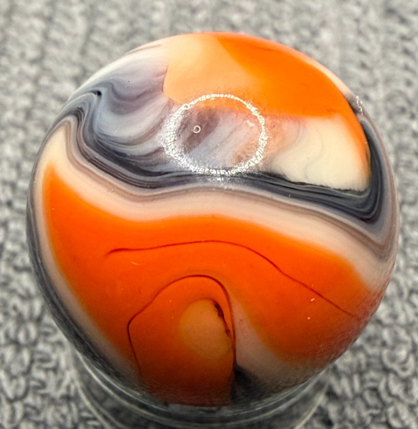 JABO / DAS .71″ Mint MARLEY RUN Orange Blue White Swirl Marble (276)