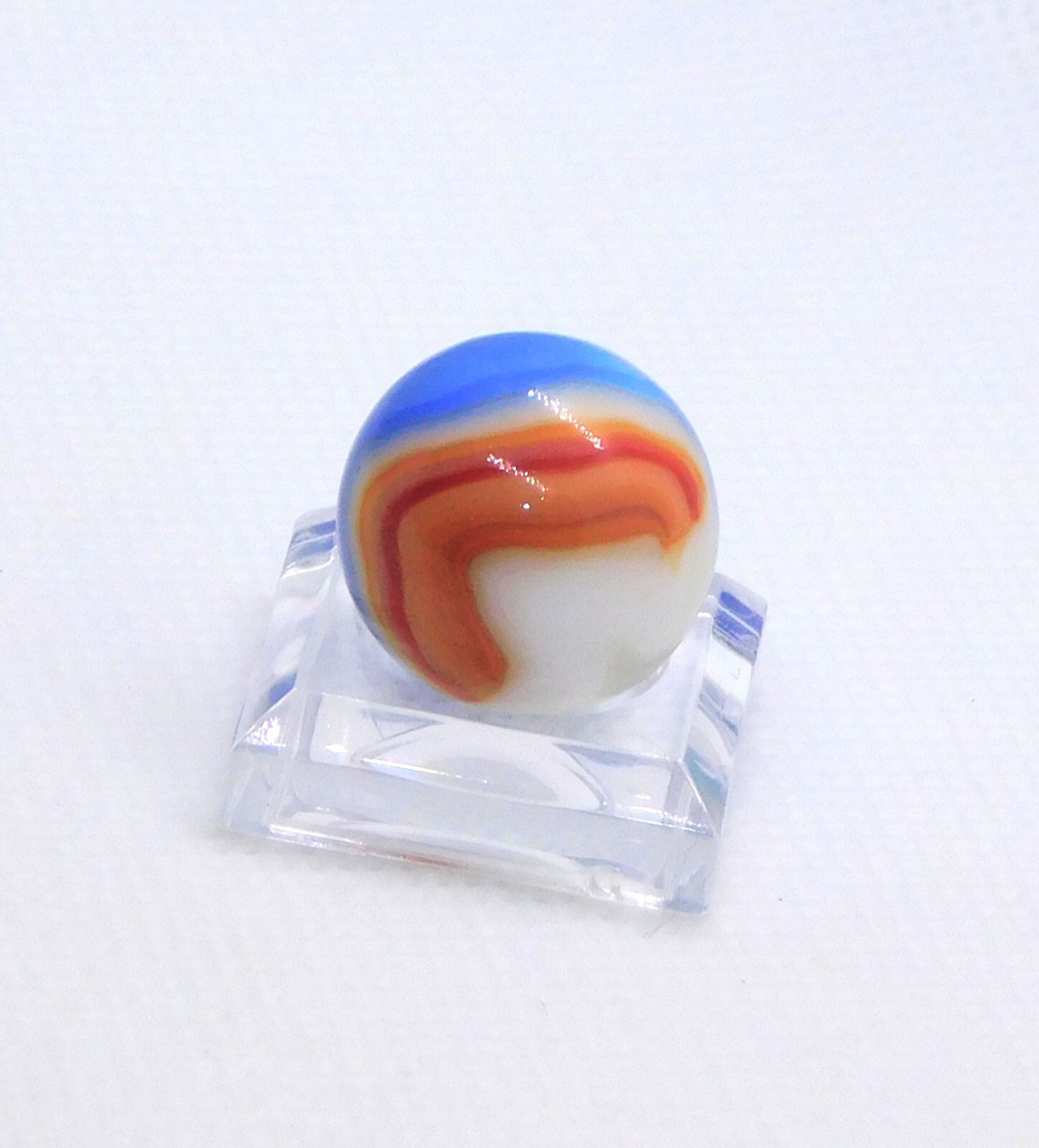 Vintage Glass Marble Patch Swirl Blue Red White Vitro Agate ‘V’ 0.69″ #0-118