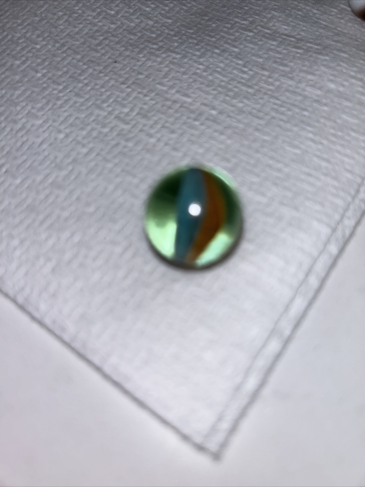 VTG Marble ~ German Ribbon Core~ Red White Blue ~ Green Glass Marble