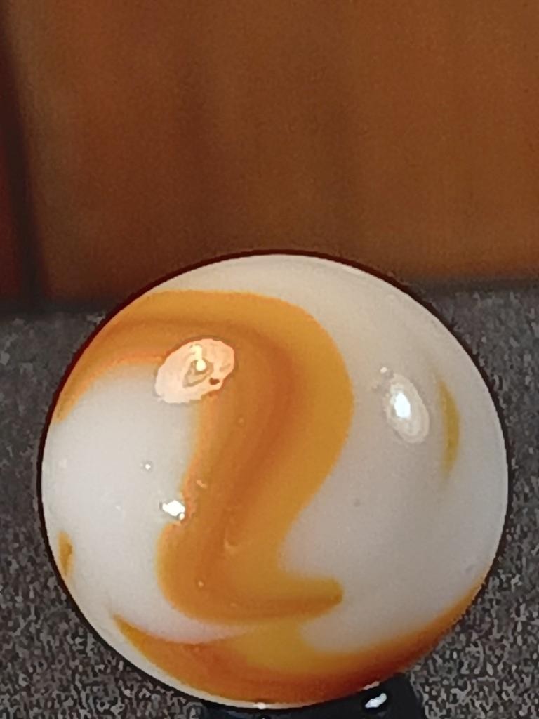 5/8″ Peltier Alley Fiery Orange Pearl White Ribbon Swirl NM Serious Marble B146