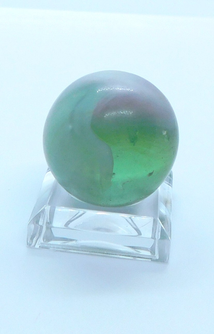 Large Marble Shooter Clear Green Purple White Slag Helmet Patch .86″ #3J