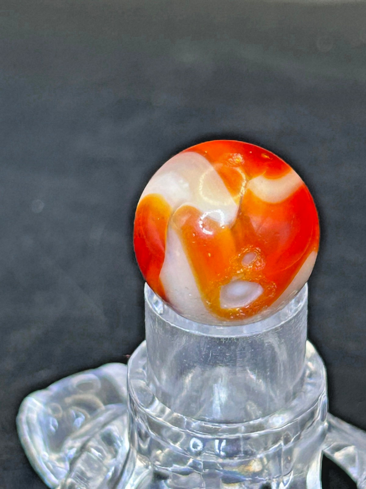 Vintage Peltier NLR Bloodie Rainbo Marble, Red/Orange, .66″, Near Mint+, P21