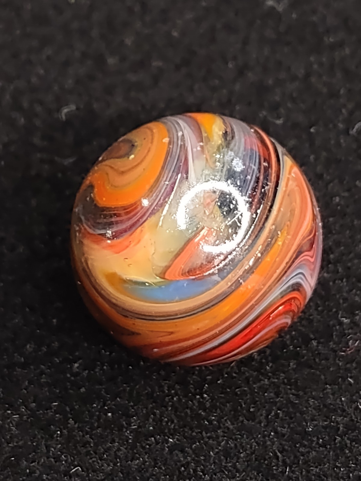 .79″ Red Yellow & Blue – Das Or Jabo Swirl NM+ Twisted Ltd. Edt. Glass Marble