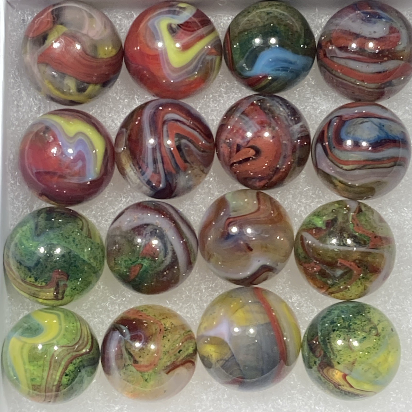 16 X D.A.S. Mixed Runs Marbles Oxblood Adventurine Nice Boxed Beauties! Bs9