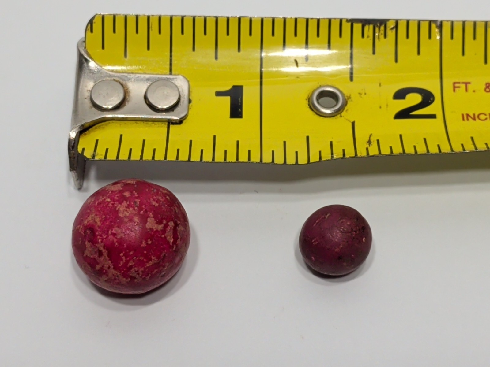 ✨ANTIQUE✨ (Lot Of 2) Multicolor Fired Hard Clay Pottery Marbles ⅜ to ⅝” Wide