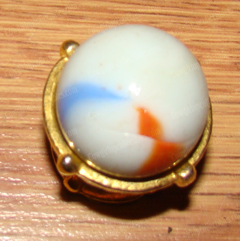 Vintage COMET Boss Shooter, Milk Glass Marbles, 6pcs. – Yellow, Green, Orange